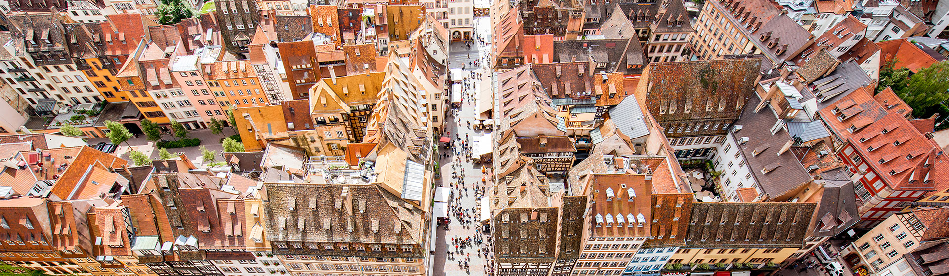 Vue aérienne de Strasbourg - agence SOS Débarras Strasbourg